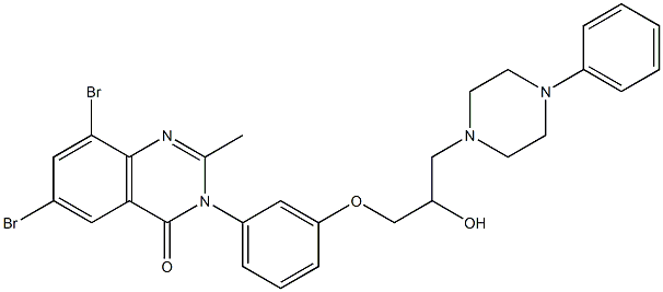 6,8-Dibromo-3-[3-[2-hydroxy-3-(4-phenyl-1-piperazinyl)propoxy]phenyl]-2-methylquinazolin-4(3H)-one Struktur