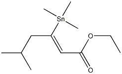 (Z)-3-(Trimethylstannyl)-5-methyl-2-hexenoic acid ethyl ester Struktur