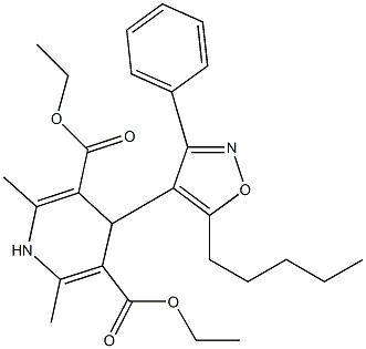 1,4-Dihydro-2,6-dimethyl-4-(5-pentyl-3-phenyl-4-isoxazolyl)pyridine-3,5-dicarboxylic acid diethyl ester Struktur