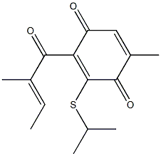 6-Methyl-2-[(1-methylethyl)thio]-3-[(E)-2-methyl-2-butenoyl]-2,5-cyclohexadiene-1,4-dione Struktur