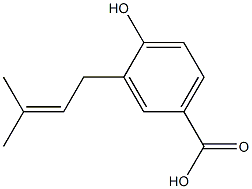 4-Hydroxy-3-(3-methyl-2-butenyl)benzoic acid Struktur