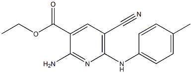 2-Amino-5-cyano-6-(4-methylanilino)pyridine-3-carboxylic acid ethyl ester Struktur