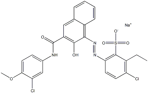 3-Chloro-2-ethyl-6-[[3-[[(3-chloro-4-methoxyphenyl)amino]carbonyl]-2-hydroxy-1-naphtyl]azo]benzenesulfonic acid sodium salt Struktur