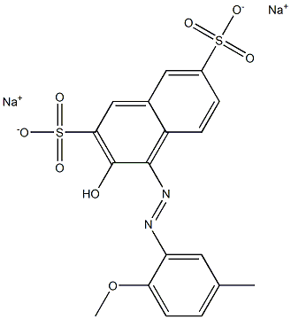 3-Hydroxy-4-[(5-methyl-2-methoxyphenyl)azo]naphthalene-2,7-disulfonic acid disodium salt Struktur