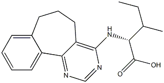 (2R)-2-[[(6,7-Dihydro-5H-benzo[6,7]cyclohepta[1,2-d]pyrimidin)-4-yl]amino]-3-methylvaleric acid Struktur