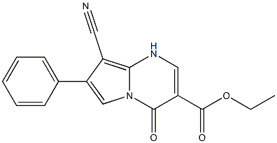 4-Oxo-7-phenyl-8-cyano-1,4-dihydropyrrolo[1,2-a]pyrimidine-3-carboxylic acid ethyl ester Struktur