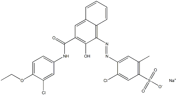 3-Chloro-6-methyl-4-[[3-[[(3-chloro-4-ethoxyphenyl)amino]carbonyl]-2-hydroxy-1-naphtyl]azo]benzenesulfonic acid sodium salt Struktur