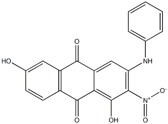 2-Anilino-4,7-dihydroxy-3-nitroanthraquinone Struktur