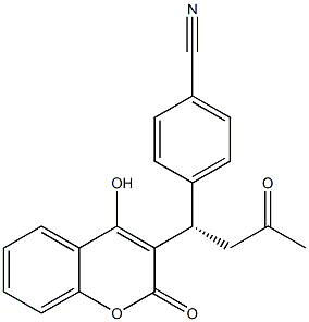 4-Hydroxy-3-[(1S)-3-oxo-1-(4-cyanophenyl)butyl]-2H-1-benzopyran-2-one Struktur