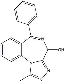 1-Methyl-4-hydroxy-6-phenyl-4H-[1,2,4]triazolo[4,3-a][1,4]benzodiazepine Struktur