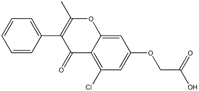 [[5-Chloro-2-methyl-3-phenyl-4-oxo-4H-1-benzopyran-7-yl]oxy]acetic acid Struktur