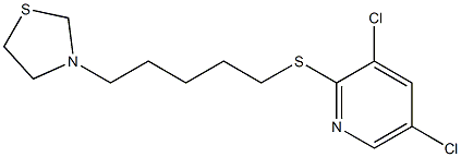 3,5-Dichloro-2-[[5-(3-thiazolidinyl)pentyl]thio]pyridine Struktur