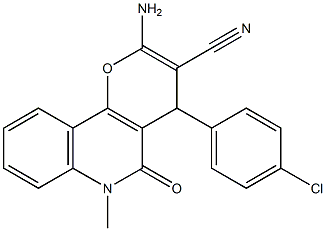 2-Amino-4-(4-chlorophenyl)-5-oxo-6-methyl-4,6-dihydro-5H-pyrano[3,2-c]quinoline-3-carbonitrile Struktur