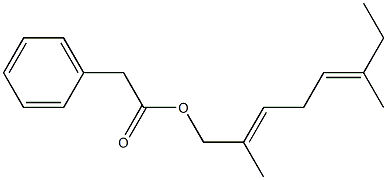 Phenylacetic acid 2,6-dimethyl-2,5-octadienyl ester Struktur