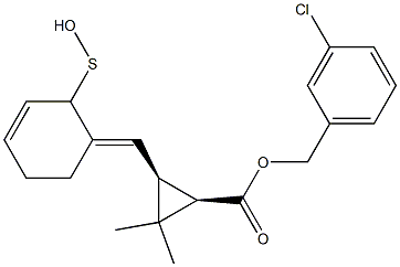 (1R,3S)-2,2-Dimethyl-3-[[(3E)-2,3,4,5-tetrahydro-2-oxothiophen]-3-ylidenemethyl]cyclopropane-1-carboxylic acid-3-chlorobenzyl ester Struktur