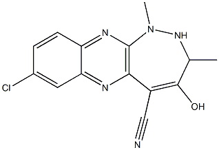 2-Chloro-9-hydroxy-6,8-dimethyl-6,7-dihydro-5,6,7,11-tetraaza-8H-cyclohepta[b]naphthalene-10-carbonitrile Struktur