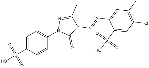 5-Chloro-2-[[[4,5-dihydro-3-methyl-5-oxo-1-(4-sulfophenyl)-1H-pyrazol]-4-yl]azo]-4-methylbenzenesulfonic acid Struktur