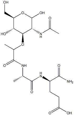 2-(Acetylamino)-3-O-[1-[[(S)-1-[[(R)-3-carboxy-1-carbamoylpropyl]aminocarbonyl]ethyl]aminocarbonyl]ethyl]-2-deoxy-D-glucopyranose Struktur