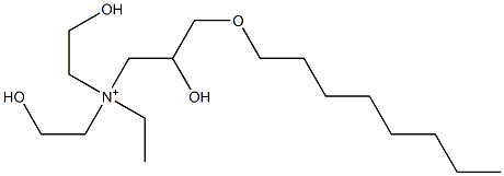 N-Ethyl-2-hydroxy-N,N-bis(2-hydroxyethyl)-3-(octyloxy)-1-propanaminium Struktur