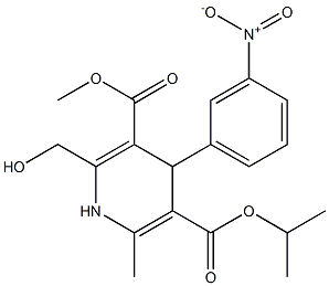 2-Hydroxymethyl-6-methyl-1,4-dihydro-4-(3-nitrophenyl)-3,5-pyridinedicarboxylic acid 3-methyl 5-isopropyl ester Struktur