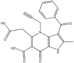 3-Benzoyl-1-carboxymethyl-4,7-dihydro-2-methyl-4-(2-propynyl)-7-oxo-1H-pyrrolo[3,2-b]pyridine-6-carboxylic acid Struktur