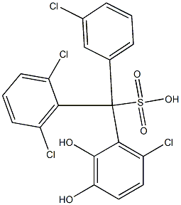 (3-Chlorophenyl)(2,6-dichlorophenyl)(6-chloro-2,3-dihydroxyphenyl)methanesulfonic acid Struktur