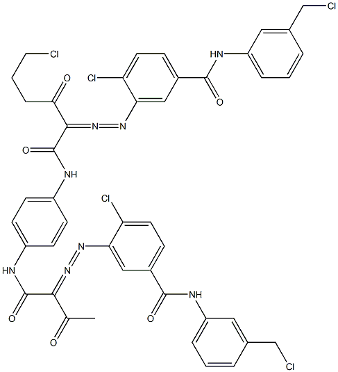 3,3'-[2-(2-Chloroethyl)-1,4-phenylenebis[iminocarbonyl(acetylmethylene)azo]]bis[N-[3-(chloromethyl)phenyl]-4-chlorobenzamide] Struktur