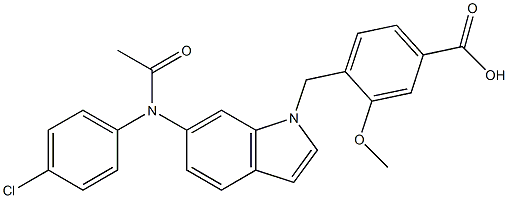 4-[6-(4-Chlorophenylacetylamino)-1H-indol-1-ylmethyl]-3-methoxybenzoic acid Struktur