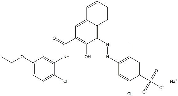 2-Chloro-5-methyl-4-[[3-[[(2-chloro-5-ethoxyphenyl)amino]carbonyl]-2-hydroxy-1-naphtyl]azo]benzenesulfonic acid sodium salt Struktur