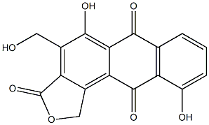 4-(Hydroxymethyl)-5,10-dihydroxyanthra[1,2-c]furan-3,6,11(1H)-trione Struktur