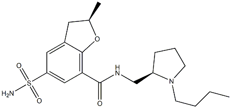 (R)-2,3-Dihydro-N-[[(2R)-1-butyl-2-pyrrolidinyl]methyl]-2-methyl-5-sulfamoylbenzofuran-7-carboxamide Struktur