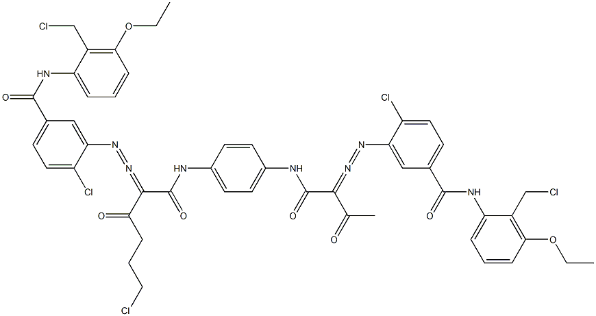 3,3'-[2-(2-Chloroethyl)-1,4-phenylenebis[iminocarbonyl(acetylmethylene)azo]]bis[N-[2-(chloromethyl)-3-ethoxyphenyl]-4-chlorobenzamide] Struktur