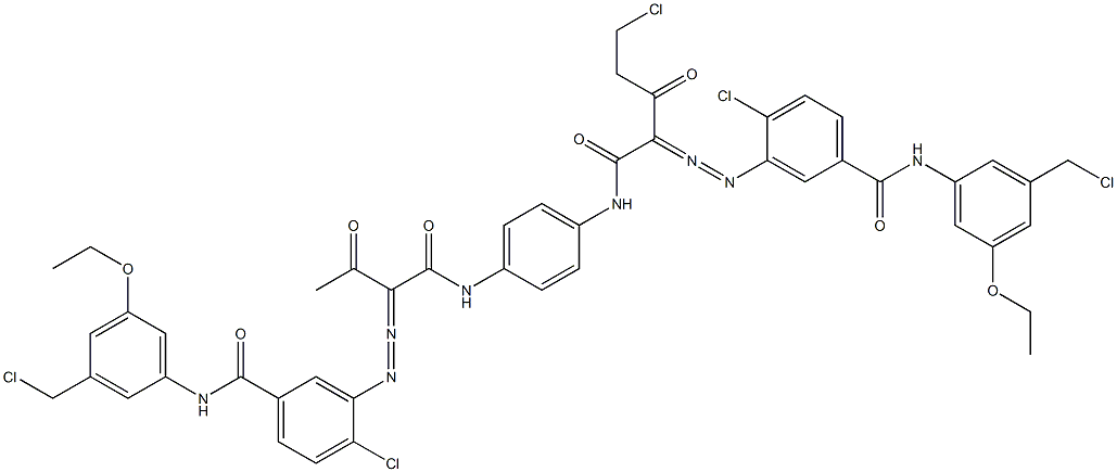 3,3'-[2-(Chloromethyl)-1,4-phenylenebis[iminocarbonyl(acetylmethylene)azo]]bis[N-[3-(chloromethyl)-5-ethoxyphenyl]-4-chlorobenzamide] Struktur