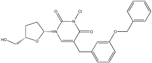 5-[3-(Benzyloxy)benzyl]-3-chloro-2',3'-dideoxyuridine Struktur