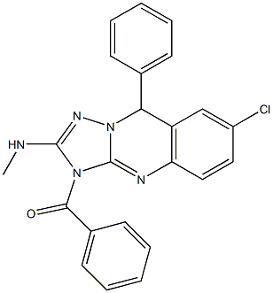 7-Chloro-3,9-dihydro-2-methylamino-3-benzoyl-9-phenyl[1,2,4]triazolo[5,1-b]quinazoline Struktur