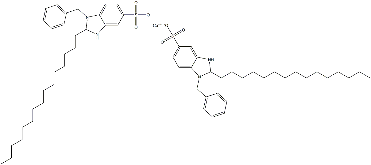 Bis(1-benzyl-2,3-dihydro-2-pentadecyl-1H-benzimidazole-5-sulfonic acid)calcium salt Struktur