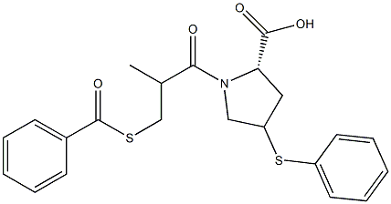 1-(3-Benzoylthio-2-methylpropanoyl)-4-phenylthio-L-proline Struktur