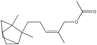 Acetic acid (2Z)-5-(2,3-dimethyltricyclo[2.2.1.02,6]hept-3-yl)-2-methyl-2-pentenyl ester Struktur