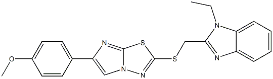 2-[(1-Ethyl-1H-benzimidazol-2-yl)methylthio]-6-(4-methoxyphenyl)imidazo[2,1-b][1,3,4]thiadiazole Struktur