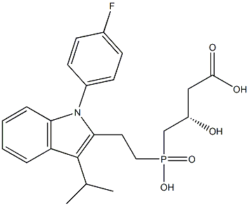 (3S)-3-Hydroxy-4-[hydroxy[2-[1-(4-fluorophenyl)-3-isopropyl-1H-indol-2-yl]ethyl]phosphinyl]butyric acid Struktur