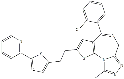 4-(2-Chlorophenyl)-2-[2-[5-(2-pyridinyl)-2-thienyl]ethyl]-9-methyl-6H-thieno[3,2-f][1,2,4]triazolo[4,3-a][1,4]diazepine Struktur