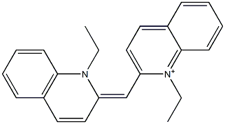 2-(1-Ethyl-1,2-dihydroquinoline-2-ylidenemethyl)-1-ethylquinolinium Struktur