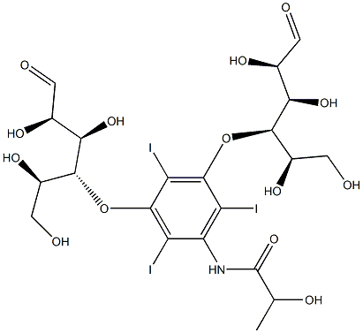 4-O,4'-O-(5-Lactoylamino-2,4,6-triiodo-m-phenylene)di-D-glucose Struktur