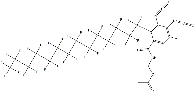 N-(Acetyloxymethyl)-2-(nonacosafluorotetradecyl)-3,4-diisocyanato-5-methylbenzamide Struktur