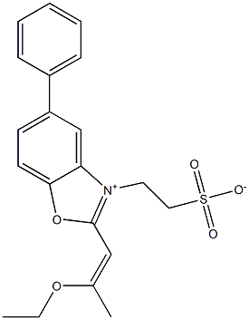 2-[[2-(2-Ethoxy-1-propenyl)-5-phenylbenzoxazol-3-ium]-3-yl]ethanesulfonate Struktur