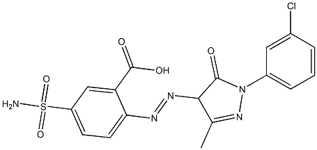 2-[1-(m-Chlorophenyl)-3-methyl-5-oxo-2-pyrazolin-4-ylazo]-5-sulfamoylbenzoic acid Struktur