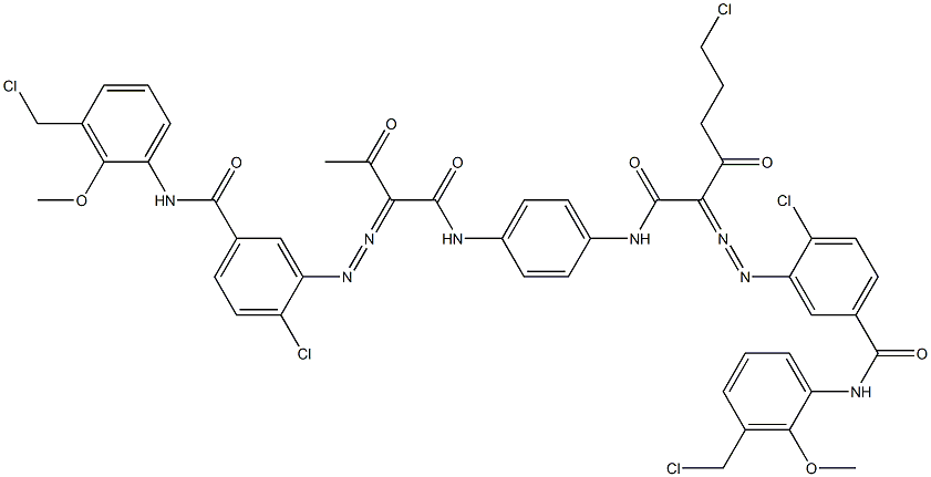 3,3'-[2-(2-Chloroethyl)-1,4-phenylenebis[iminocarbonyl(acetylmethylene)azo]]bis[N-[3-(chloromethyl)-2-methoxyphenyl]-4-chlorobenzamide] Struktur