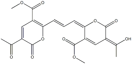 3-Acetyl-2-oxo-6-[3-[[3-(1-hydroxyethylidene)-5-(methoxycarbonyl)-3,6-dihydro-2-oxo-2H-pyran]-6-ylidene]-1-propenyl]-2H-pyran-5-carboxylic acid methyl ester Struktur