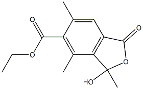 3-Hydroxy-3,4,6-trimethyl-1-oxo-1,3-dihydroisobenzofuran-5-carboxylic acid ethyl ester Struktur