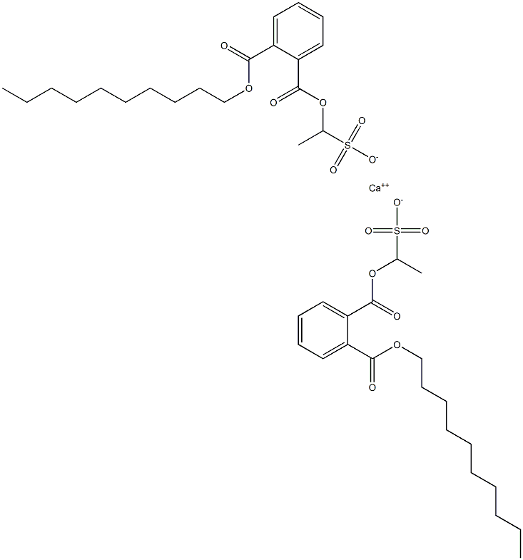 Bis[1-[(2-decyloxycarbonylphenyl)carbonyloxy]ethanesulfonic acid]calcium salt Struktur